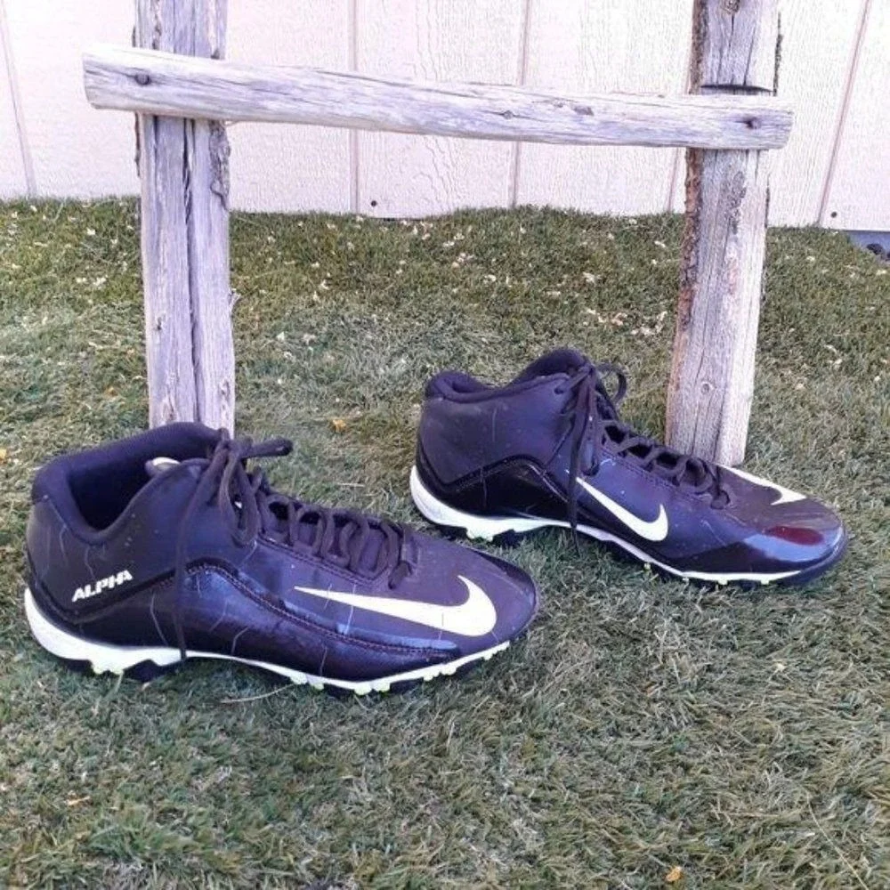 Nike‎ 2725236 002 Football Cleats Alpha Shark 2 Paint Splatter Black White Sz 9